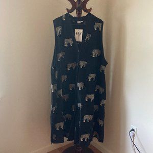 Brand New Sam Hilu Womens Sleeveless Black/White Zebra Print Duster/Cardigan